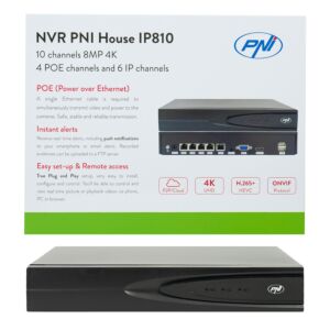 NVR POE PNI House IP810 s 10 kanály 4K 8MP