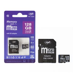 Paměťová karta MicroSD PNI 128GB s adaptérem SD, Class 10, 80 Mb/s, V30