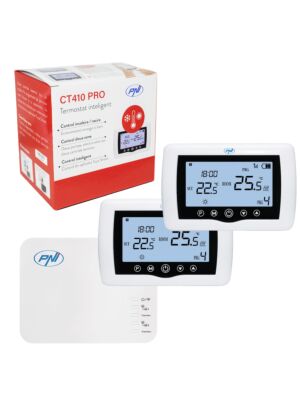 Chytrý termostat PNI CT410 PRO bezdrátový, s WiFi, ovládání 2 zón přes internet, pro teplárny, čerpadla, el.