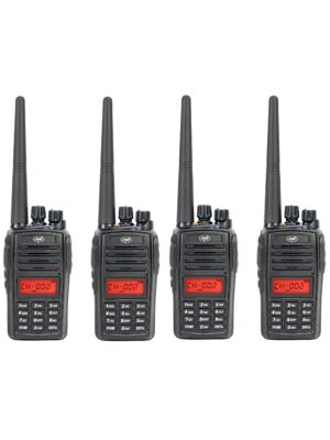 Sada 4 přenosných radiostanic PNI PMR R18, 446MHz, 0,5W, 128 kanálů, 16 PMR a 50 CTCSS a 104 DCS tónů, FM rádio, prog